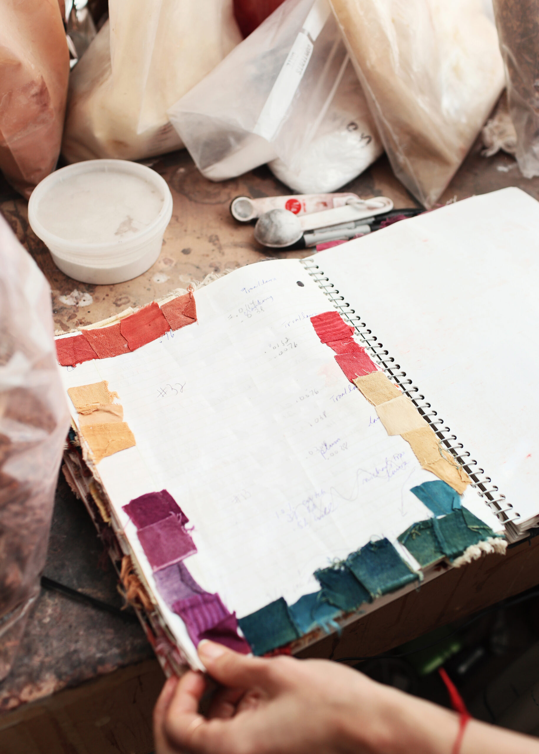 Artisanal detail: Editorial image of dye maker's desk captured by Kimberly Genevieve