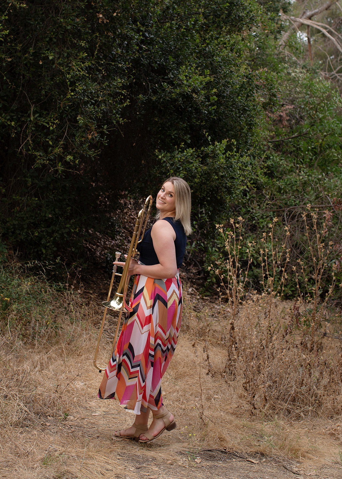 Portrait of Trombonist Hillary Simms taken for the New York Times in Los Angeles by photographer Kimberly Genevieve